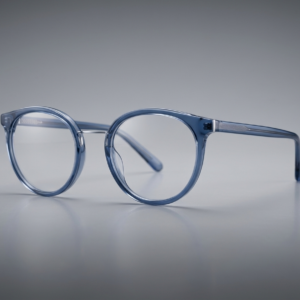 Armação Redonda Azul Translúcida – Minimalismo